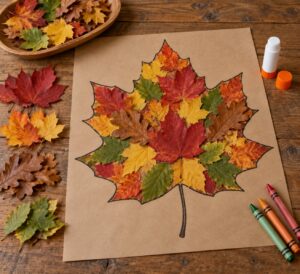 how to make a leaf collage with kids