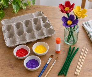 how to make egg carton flowers