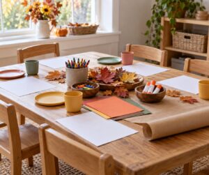 thanksgiving crafts for kids at the table