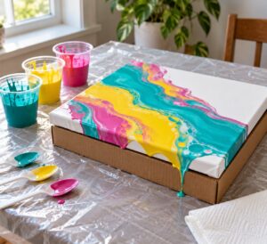 how to make pour paintings with kids