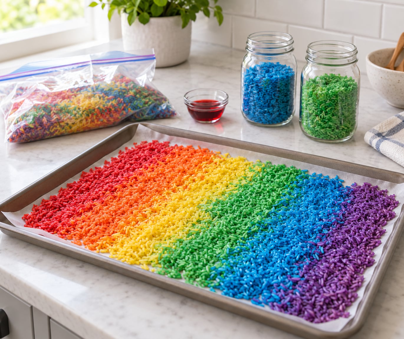 how to dye rice for sensory bins
