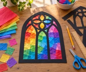 how to make a stained glass window craft for kids