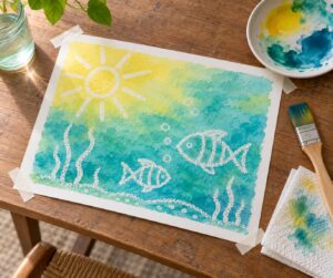how to do crayon resist watercolor painting