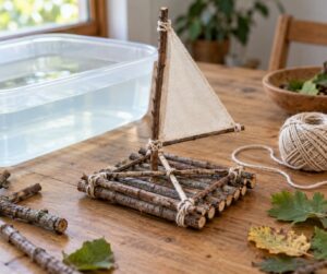 how to make a stick raft with kids