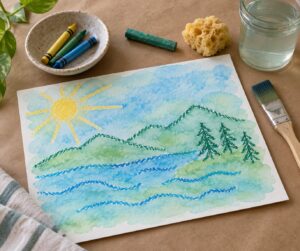 how to do wax resist art with kids