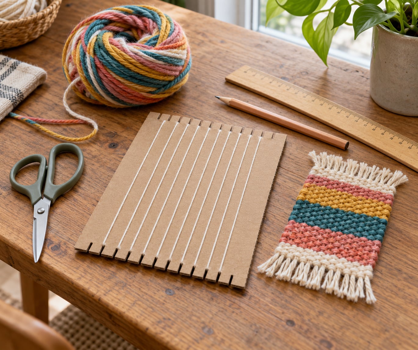 how to make a cardboard loom for weaving