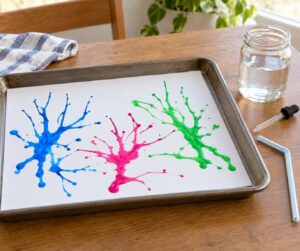 how to do blow painting with straws