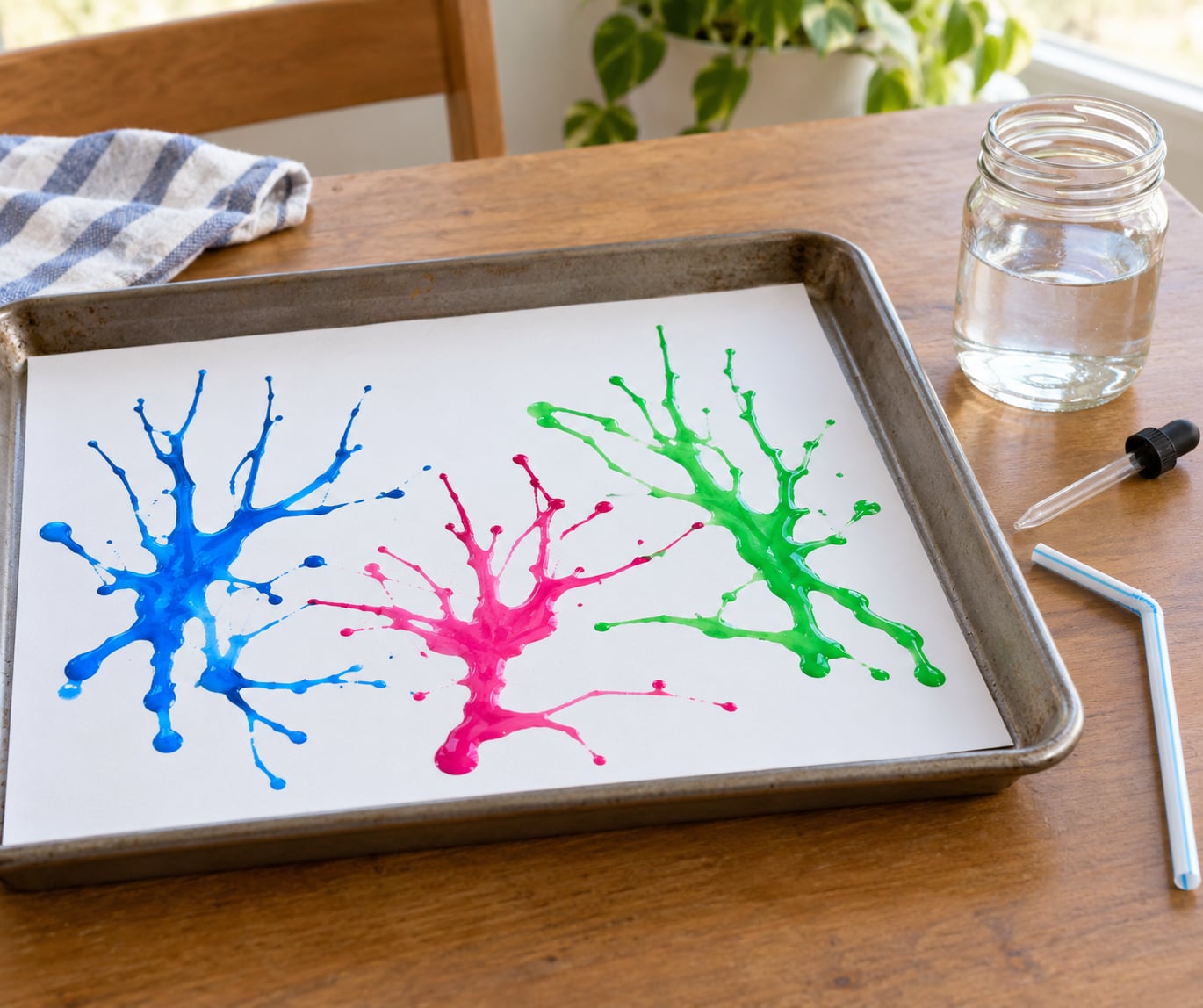 how to do blow painting with straws