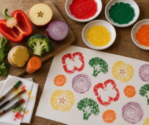 how to print with vegetables and fruit