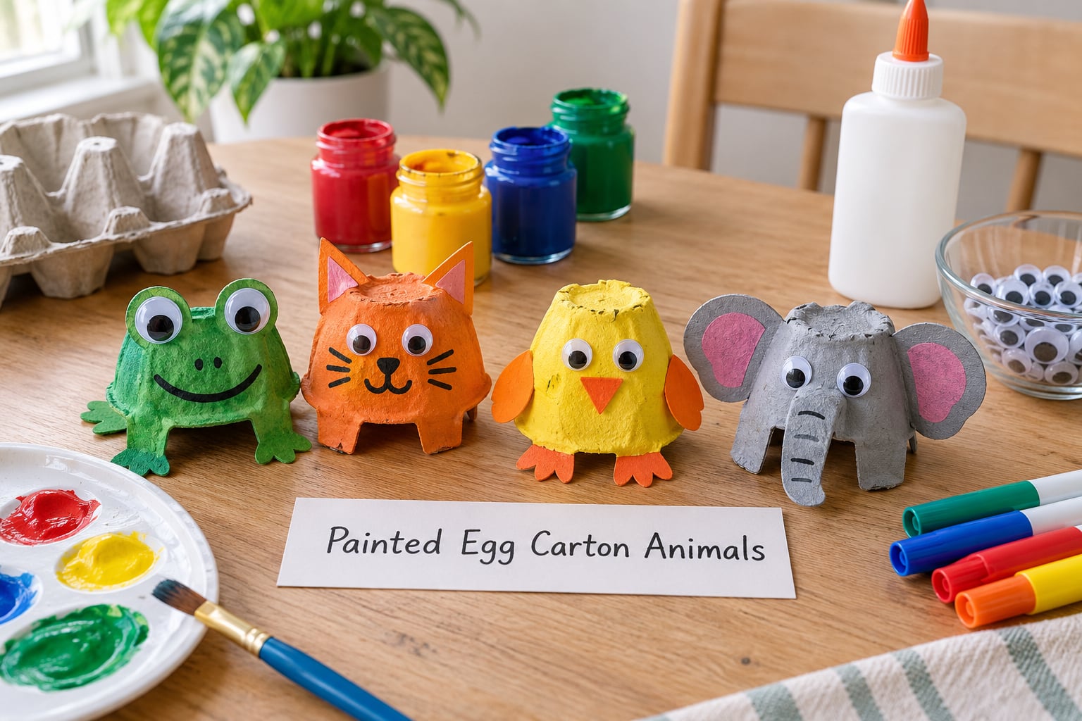 Painted Egg Carton Animals