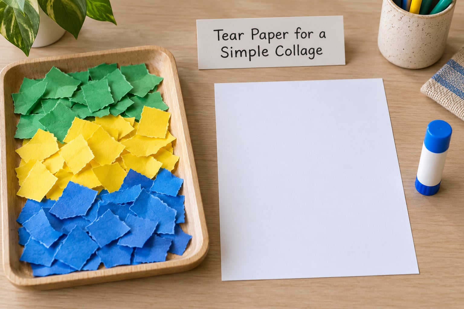 Tear Paper for a Simple Collage