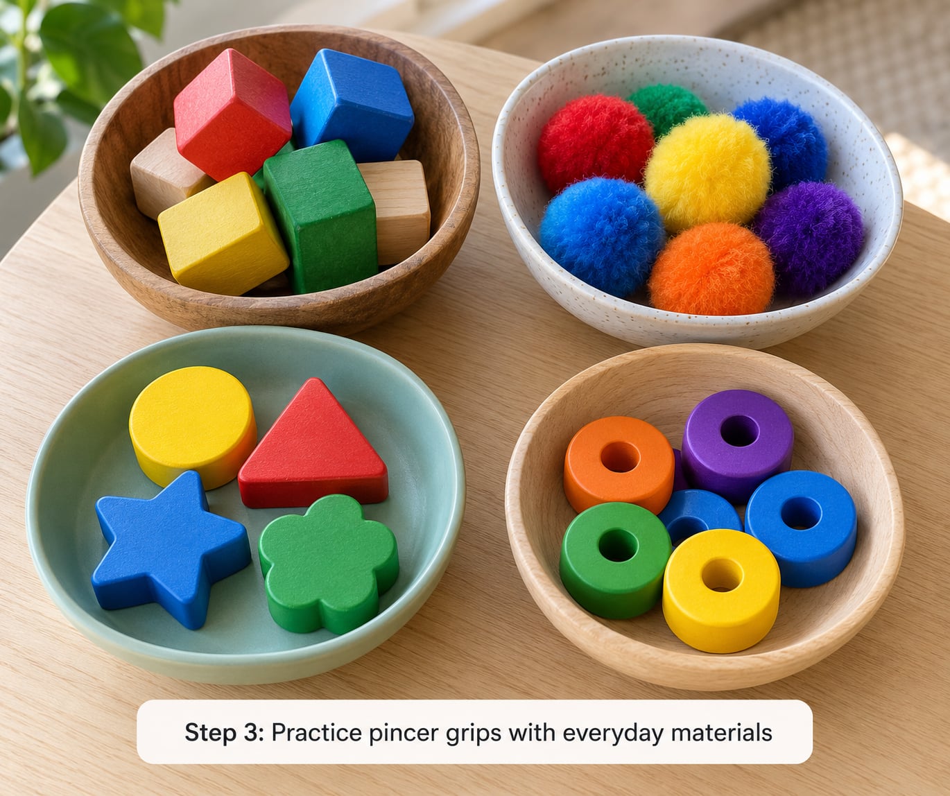 Step 3: Practice pincer grips with everyday materials