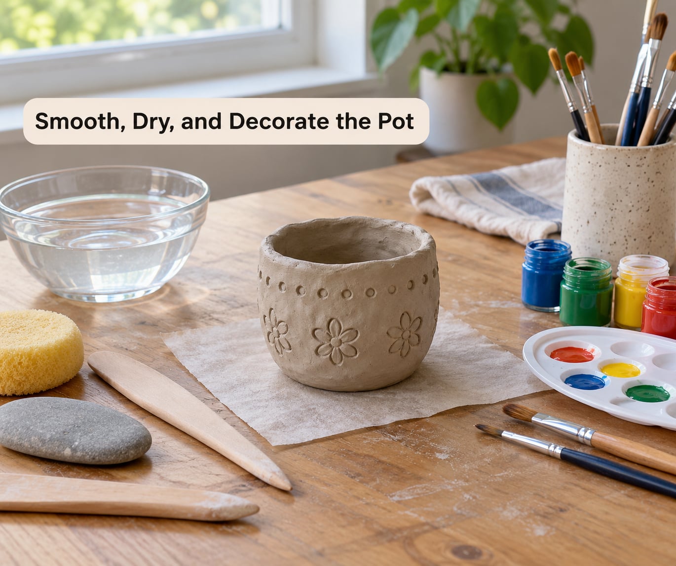 Smooth, Dry, and Decorate the Pot