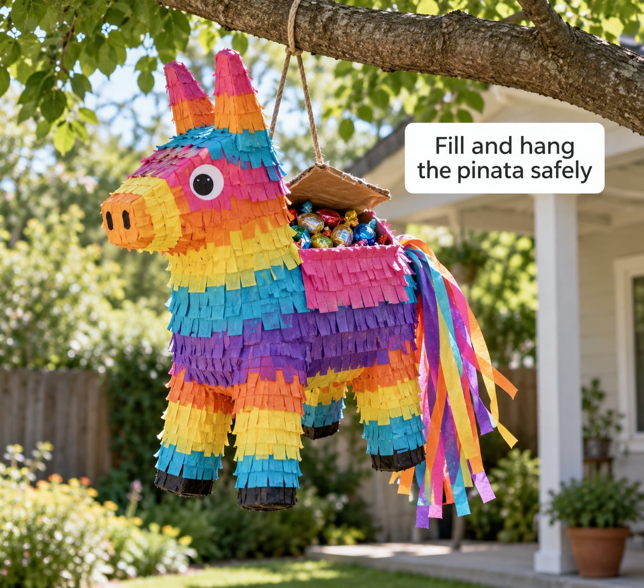Fill and hang the pinata safely