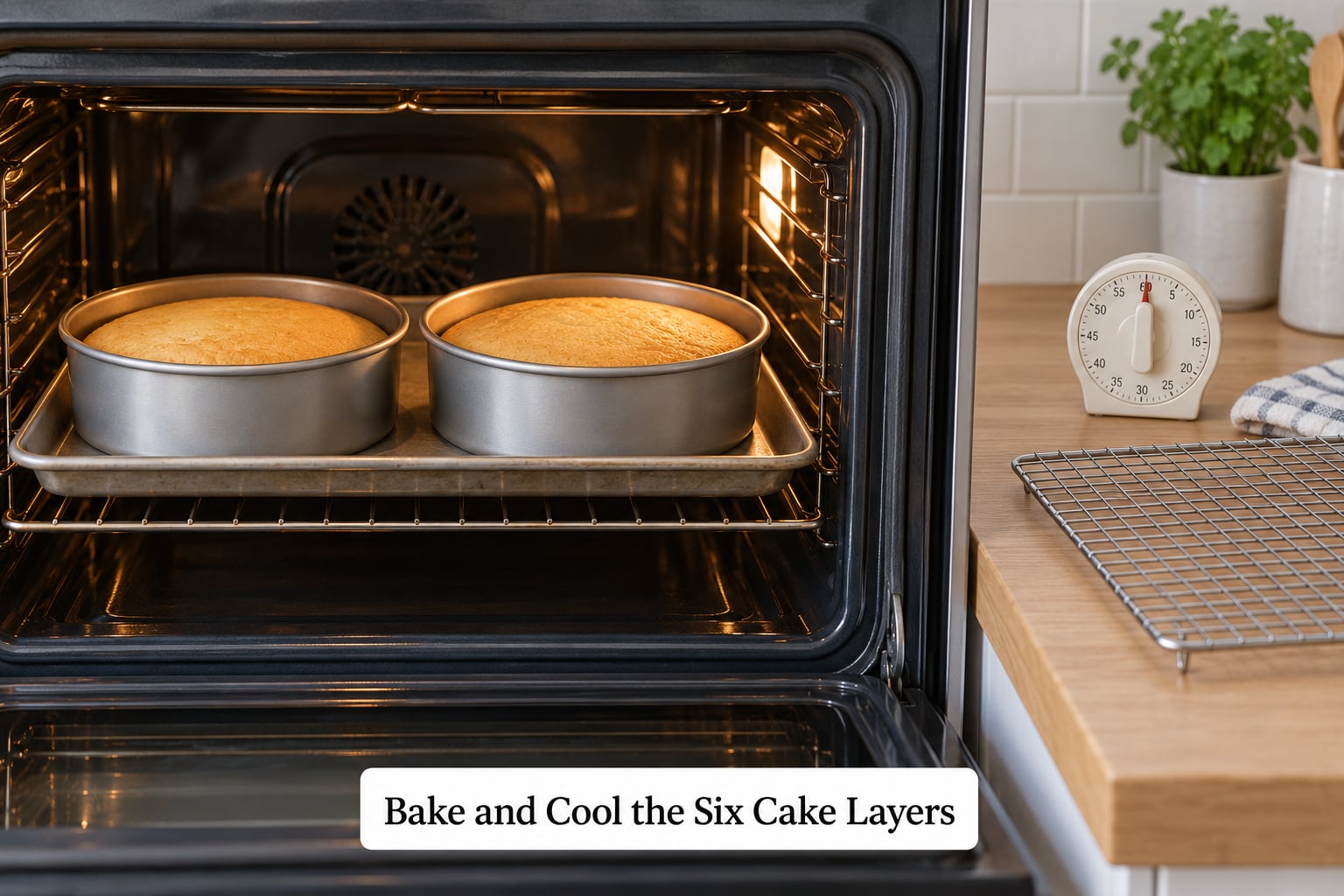 Bake and Cool the Six Cake Layers