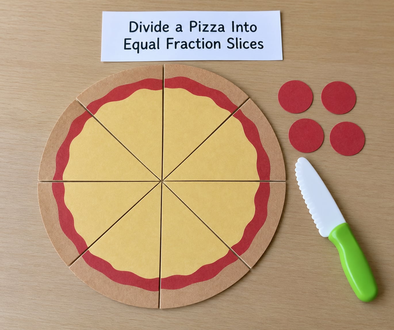 Divide a Pizza Into Equal Fraction Slices