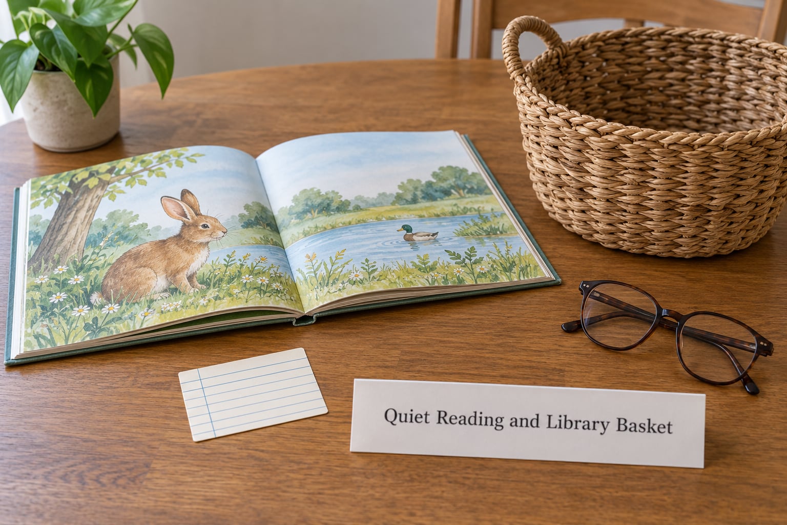 Quiet Reading and Library Basket