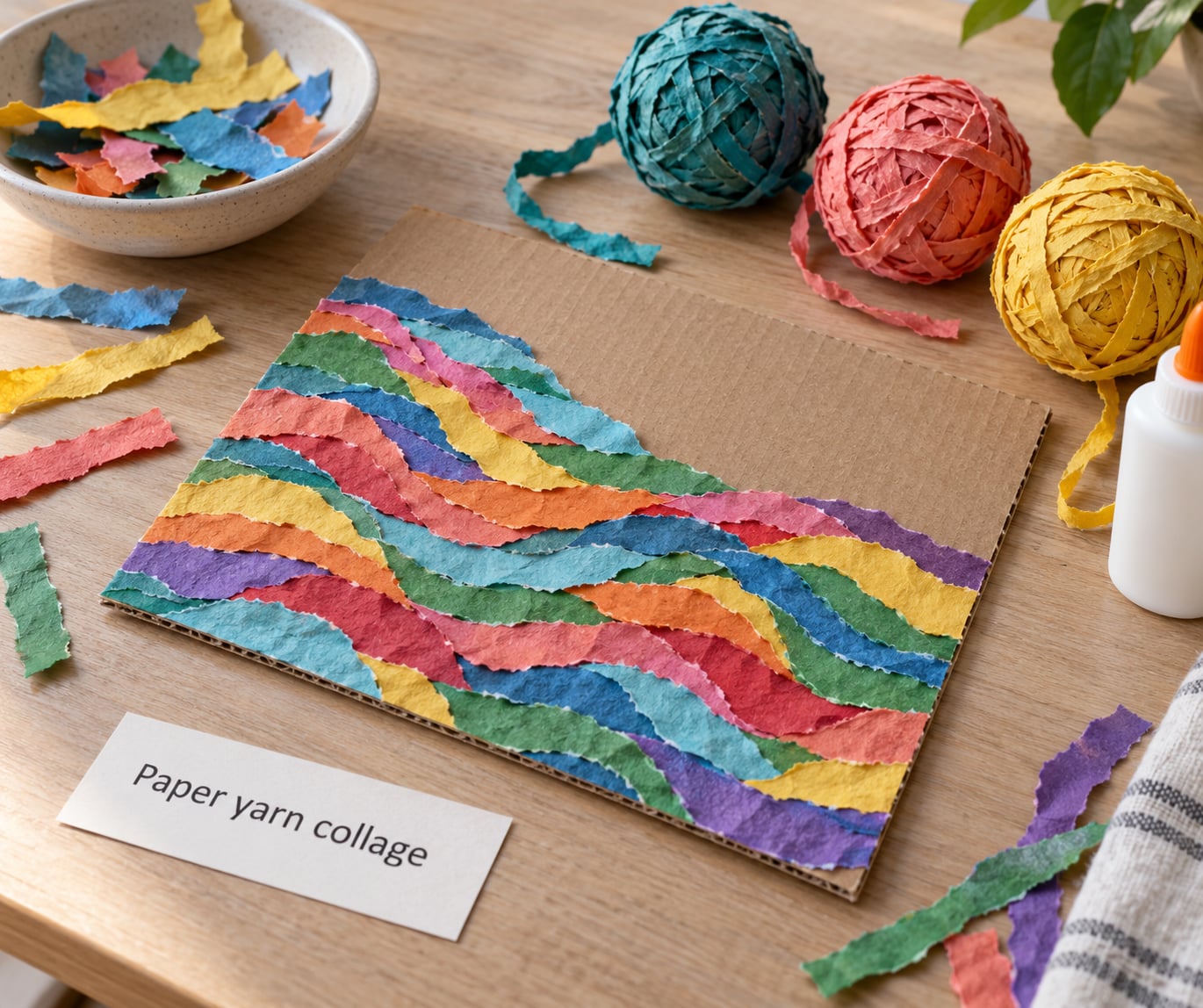 Paper yarn collage
